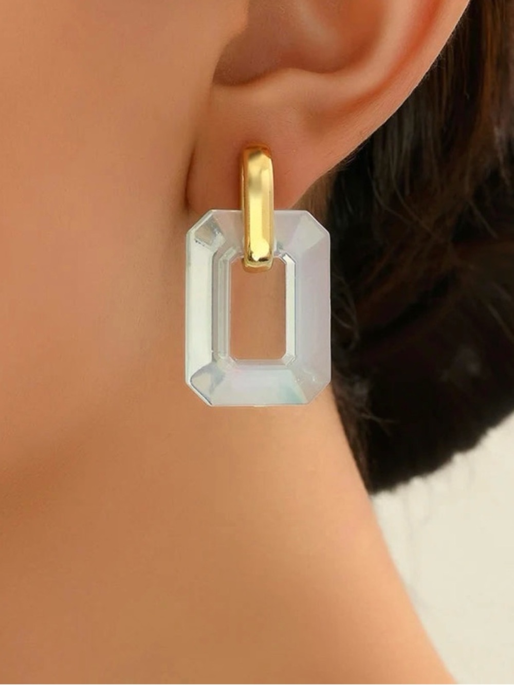 Iridescent Geo Drop Earrings